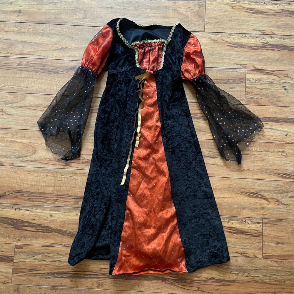 Kids Halloween Princess Witch Costume - Black and Orange pumpkin